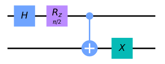 Here’s a circuit with 1 parameters: the rotation angle for the Rz gate. Varying the parameter produces different final states.